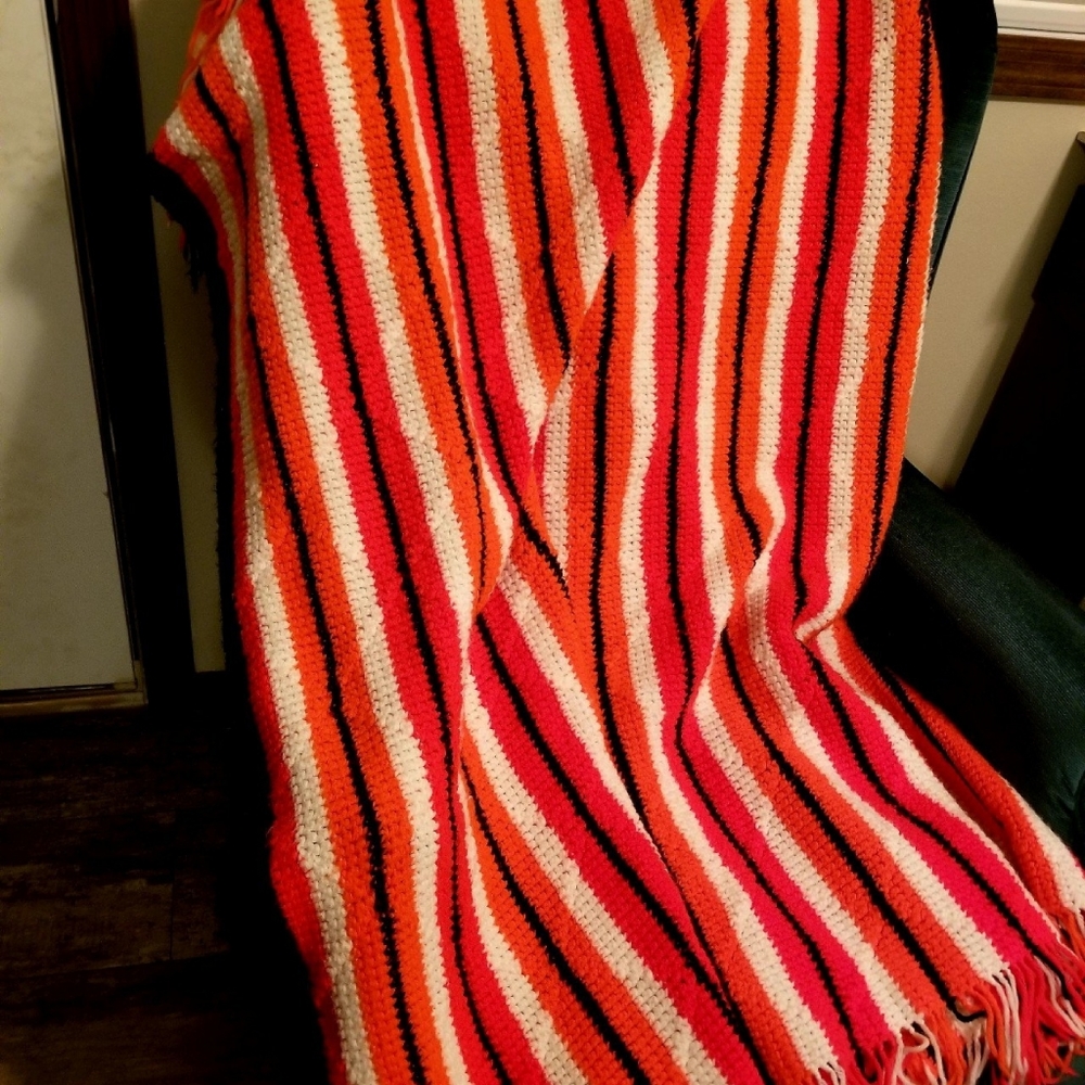 Vintage Orange Crocheres Afghan